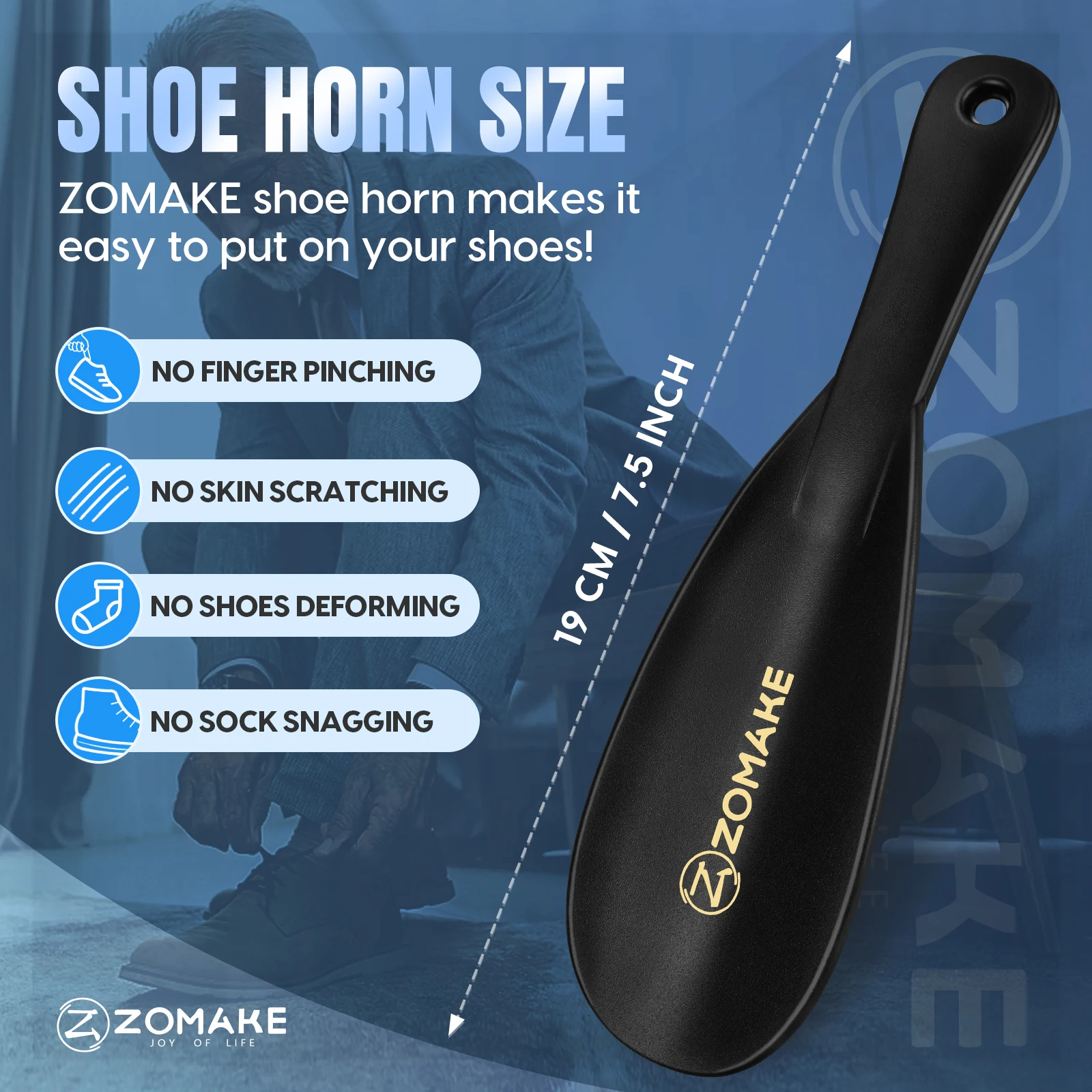 Zomake Plastic Shoe Horn Lifter Flexible Portable Travel Shoe Horns Spoon Professional Shoes organizer Shoe Helper for Seniors