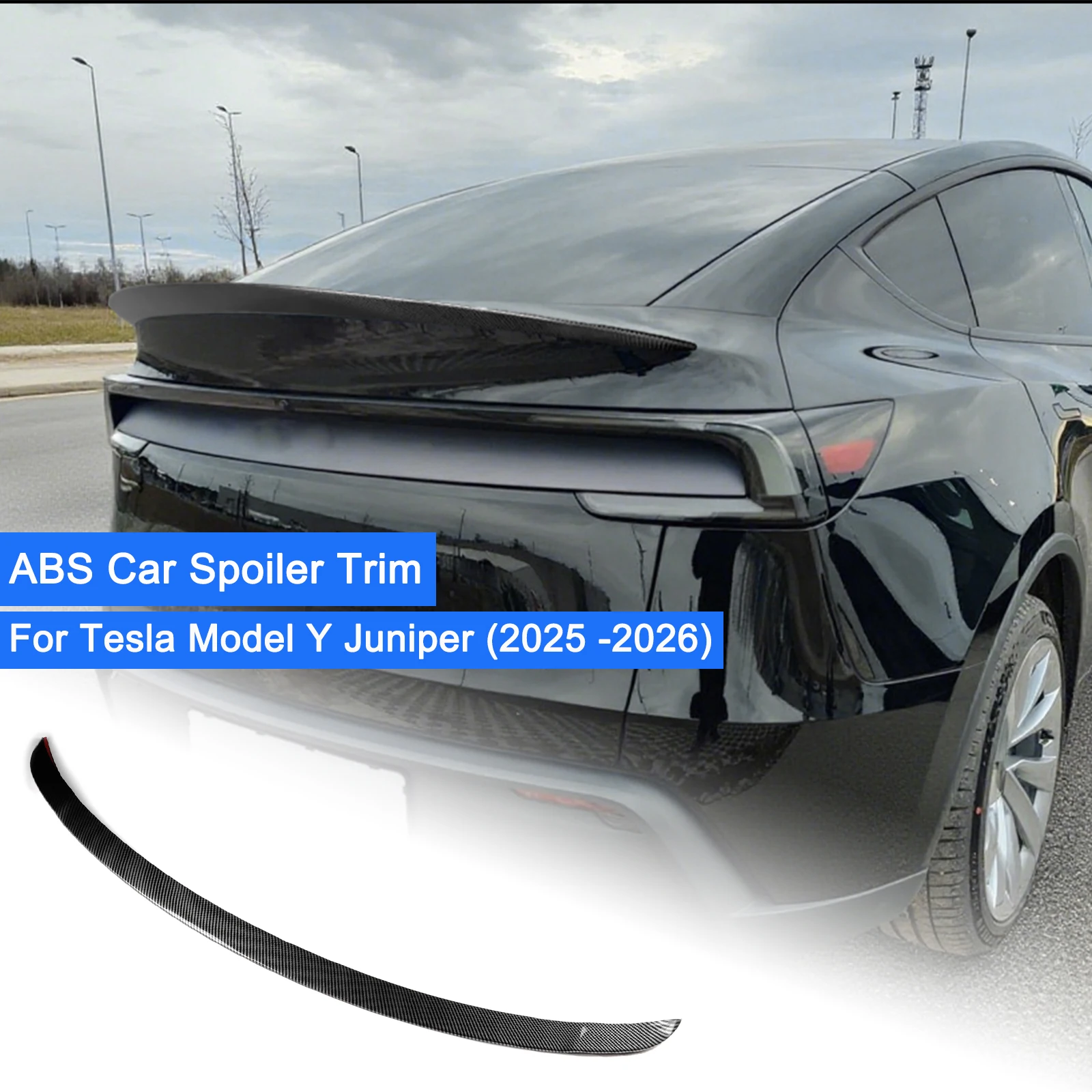 

For Tesla Model Y Juniper 2025 Car Spoiler Trim Blade Blade Sport ABS Carbon Fiber Pattern Body Styling Exterior Accessories