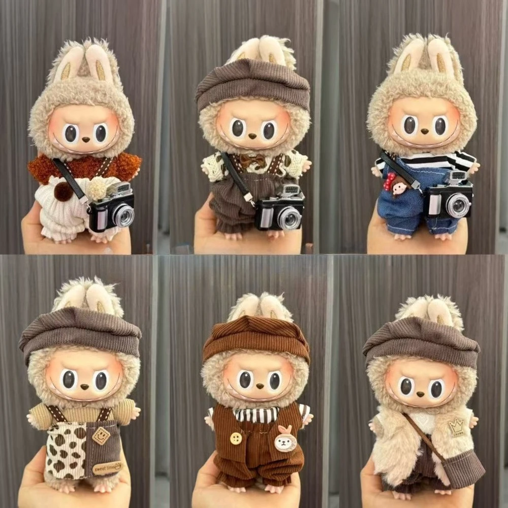 17cm Doll Costume and Accessories Set Suitable for Labubu Dolls Trendy Clothing Keychains and Children's Gifts