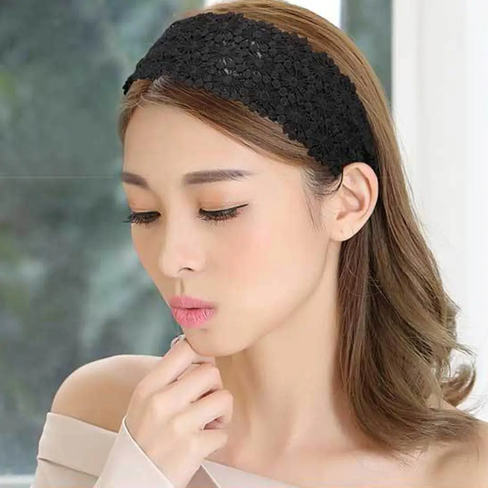 

Набор из 4 широких противоскользящих повязок на голову с кружевом, декоративные повязки для волос для женщин и девушек, модные аксессуары для волос, стильные обручи для волос