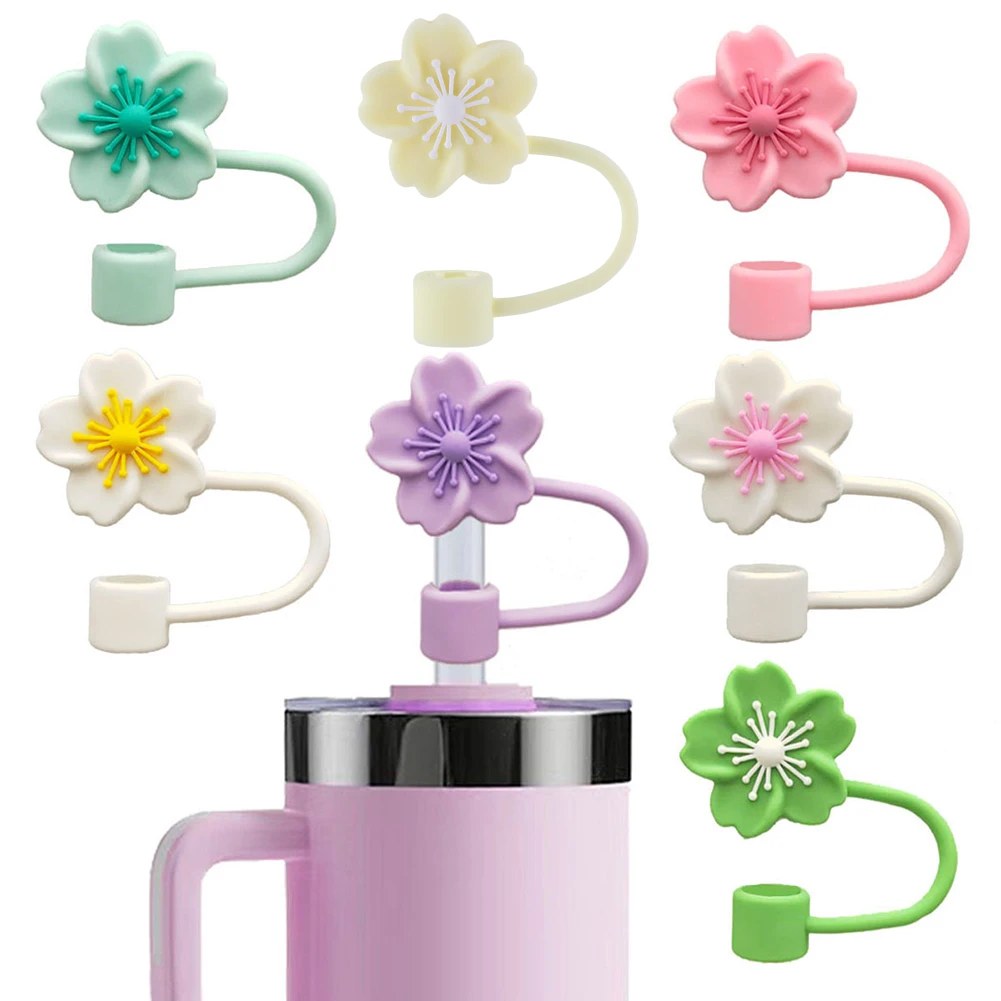 Flower Straw Cover Dust-Proof 10mm Straw Topper Cup Accessories Cute Straw Tip Cover for Stanley Cup Gifts for Kids Party Favors