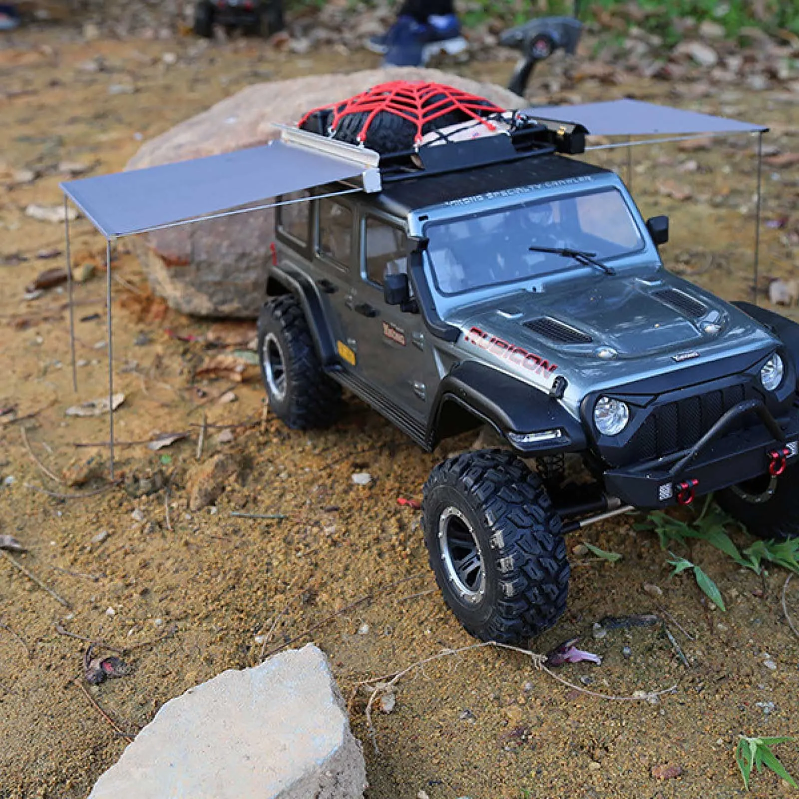 RC Crawler Car Side Awning Rooftop Tent Side Roof Top Tent Luggage Roof Rack For 1/10 1/8 RC Crawler Car for SCX10 TRX4 D90 RC