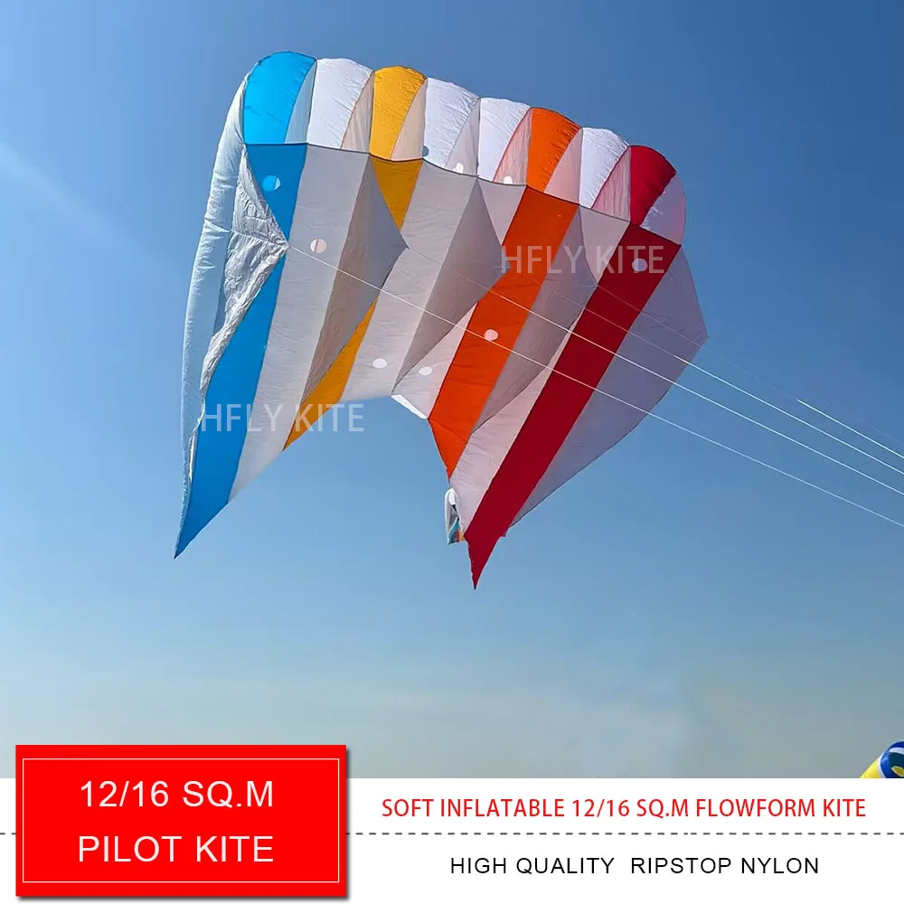 HFLY New Arrival Soft Inflatable Large 12SQ.M Pilot Kite for Adults High Quality Ripstop Nylon Colorful Flowform Lifter Kites
