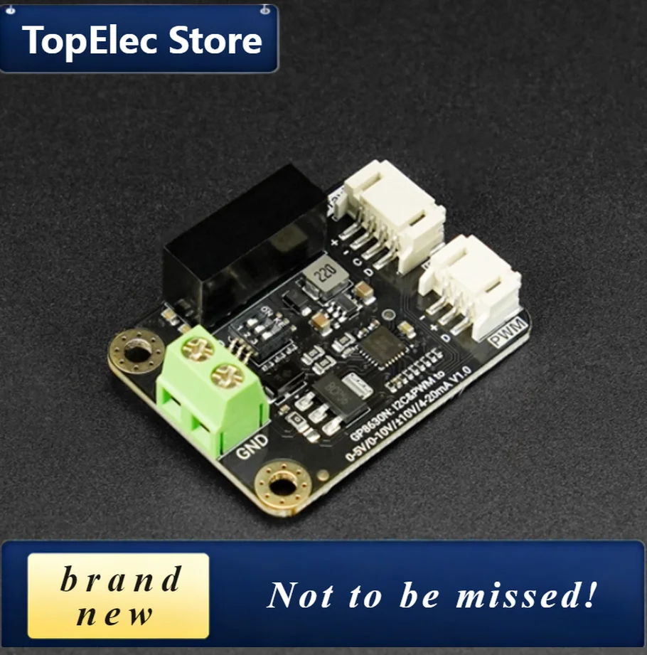 TopElec 16-bit DAC Module with ±10V Output, 0.2% Error, I2C/PWM, 4-20mA, for Motor Control/Arduino/ESP32