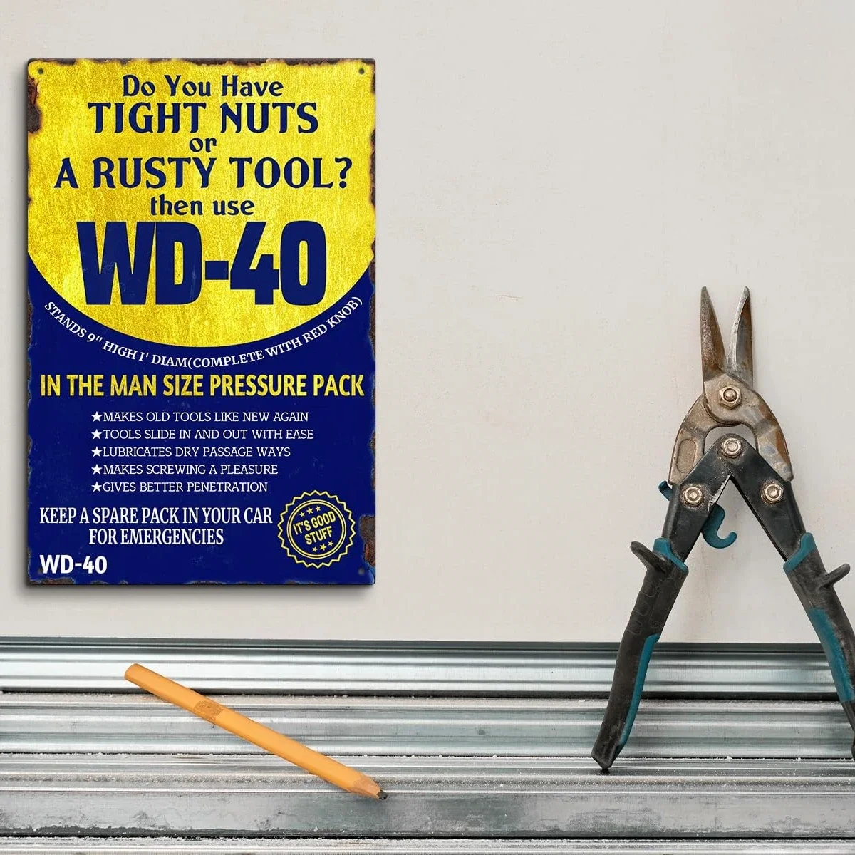 لوحة حائط جراج مقتبسة مضحكة ، ديكور كهف للرجل ، لافتة معدنية ، هدية مثالية للأصدقاء ومحبي ، لافتة قصدير ، هنا استخدم WD 40 ، أحرف مضحكة #6