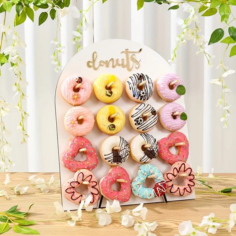 1 مجموعة خشبية دونات حامل لوازم الزفاف استحمام الطفل ديكور المنزل الحرف زخرفة حفلة عيد ميلاد زينة