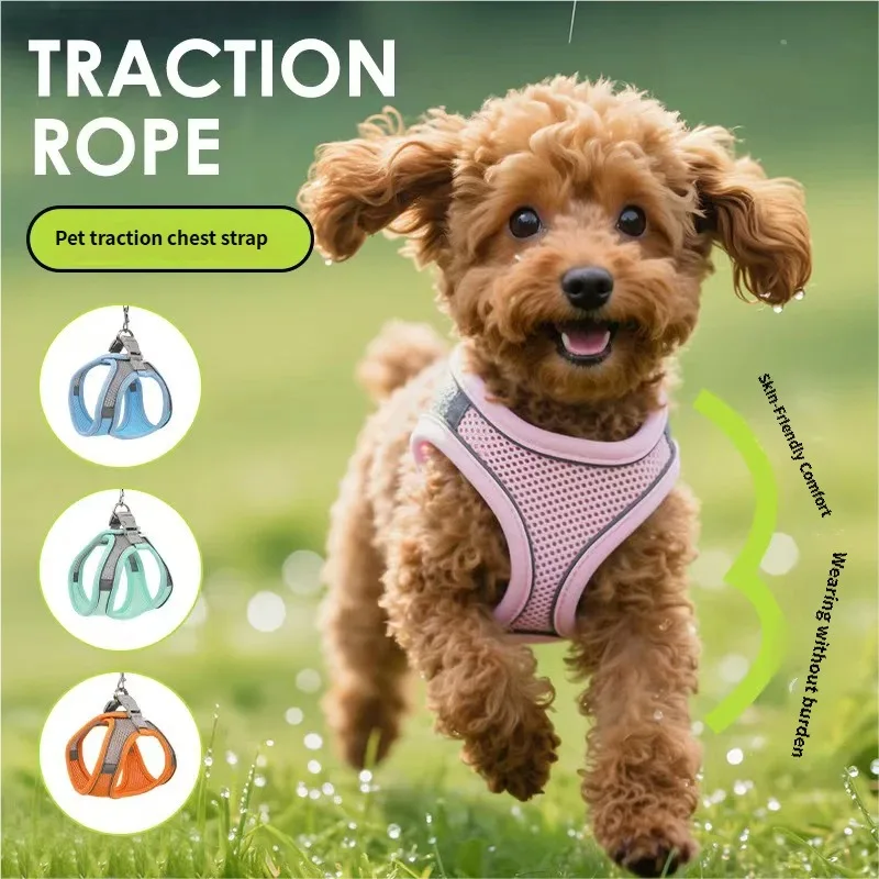 Traction Rope Dog Walking Rope Pet Chest and Back Tank Top Breathable Design Explosion-Proof Integrated Clamp Connection