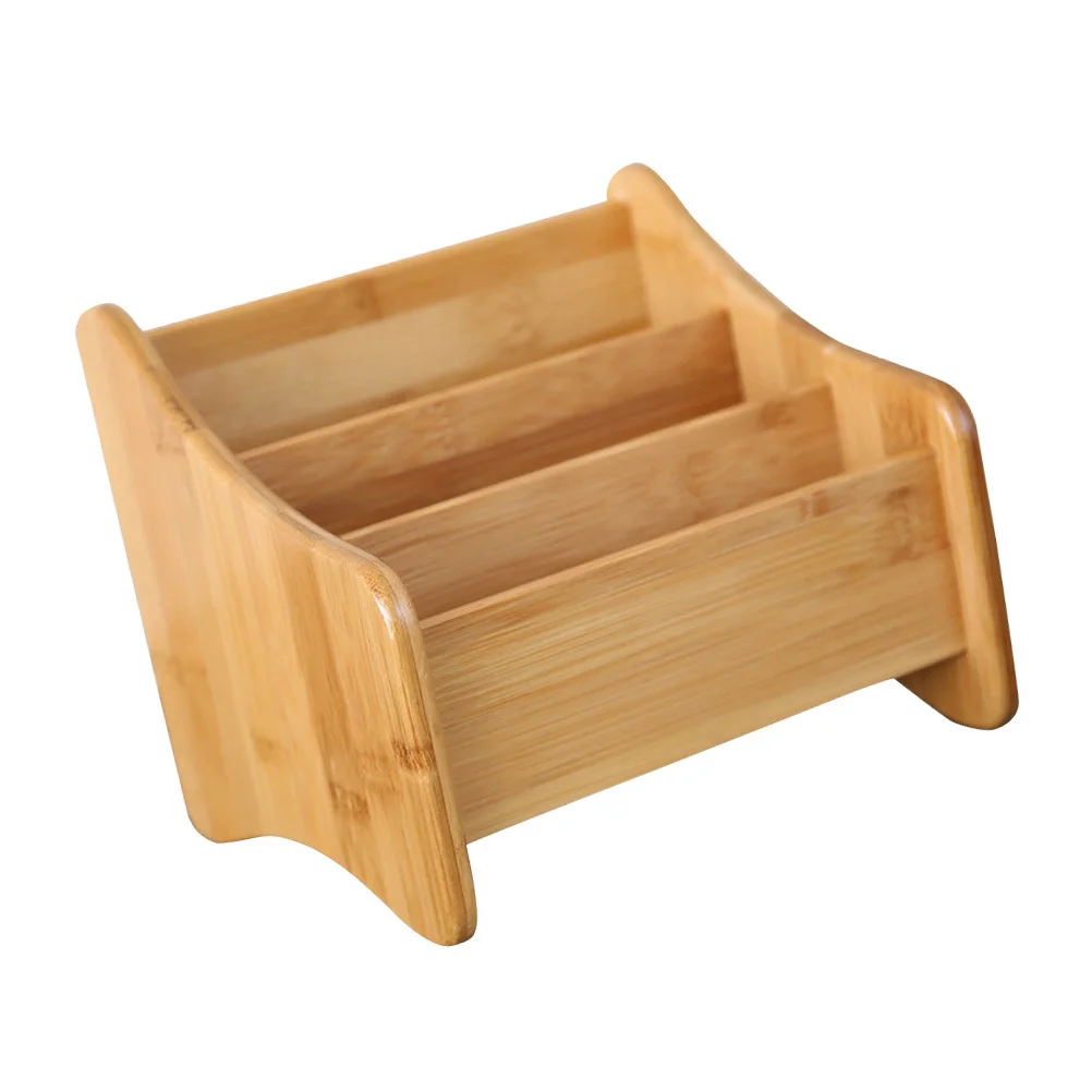 Schreibtisch-Organizer aus Bambus, 3-Gitter-Aufbewahrungsbox für Fernbedienung, Snacks, Kosmetik, Heimbüro, Halter, multifunktionale Tischaufbewahrung