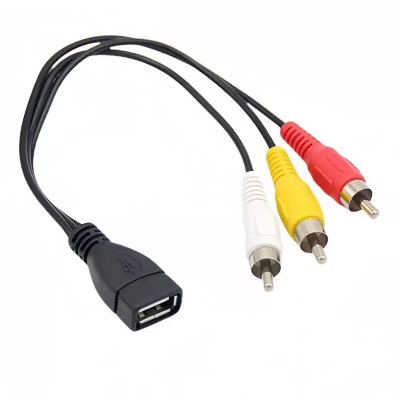 0.2m 1.5m USB 2.0 A Female to 3RCA Male Cable USB to Three Lotus AV Cable USB to AV Audio and Video Cable Set-Top Box Cable