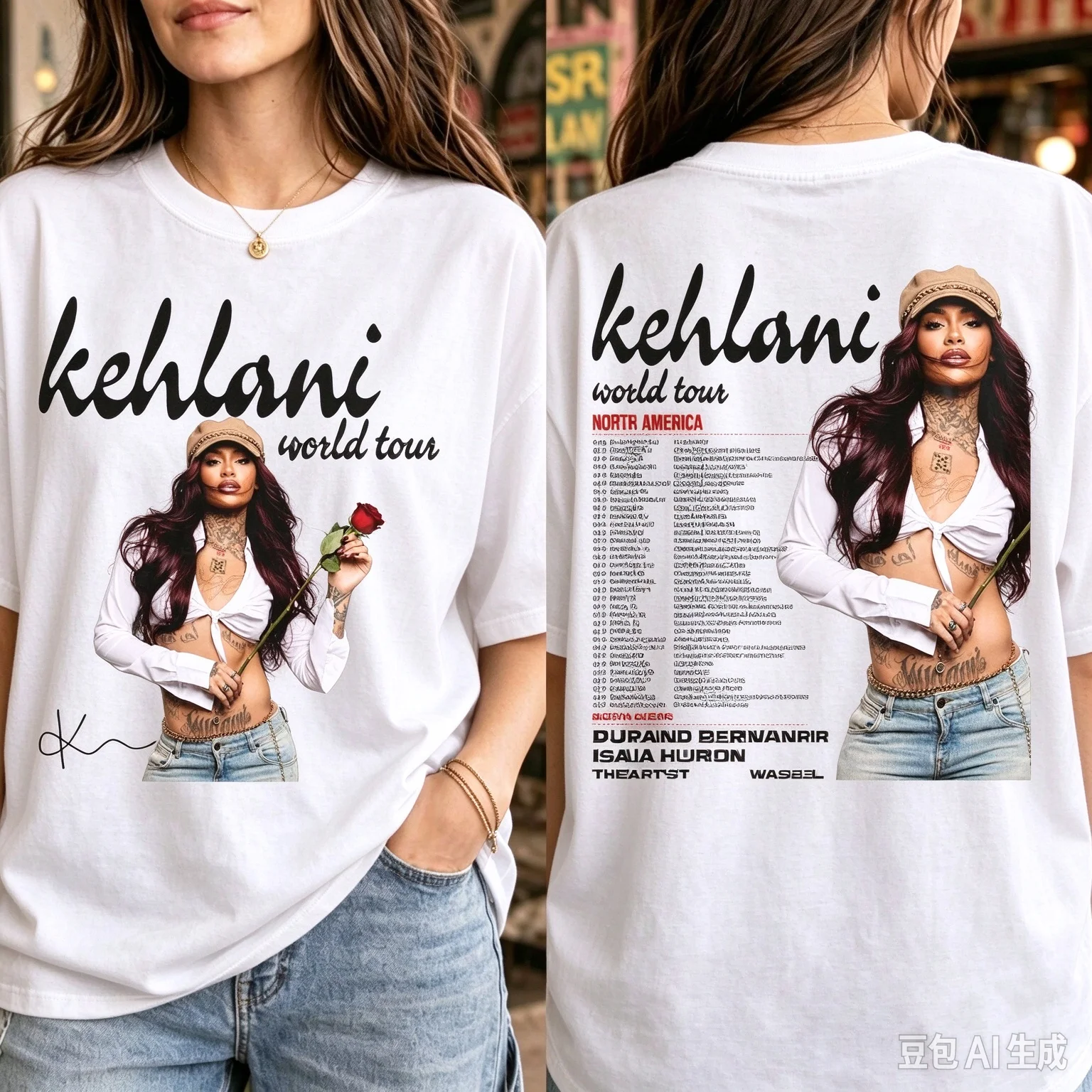 Kehlani World Tour Double Sided Graphic T-Shirt Unisex Vintage R&B Singer North America Tour Dates Retro