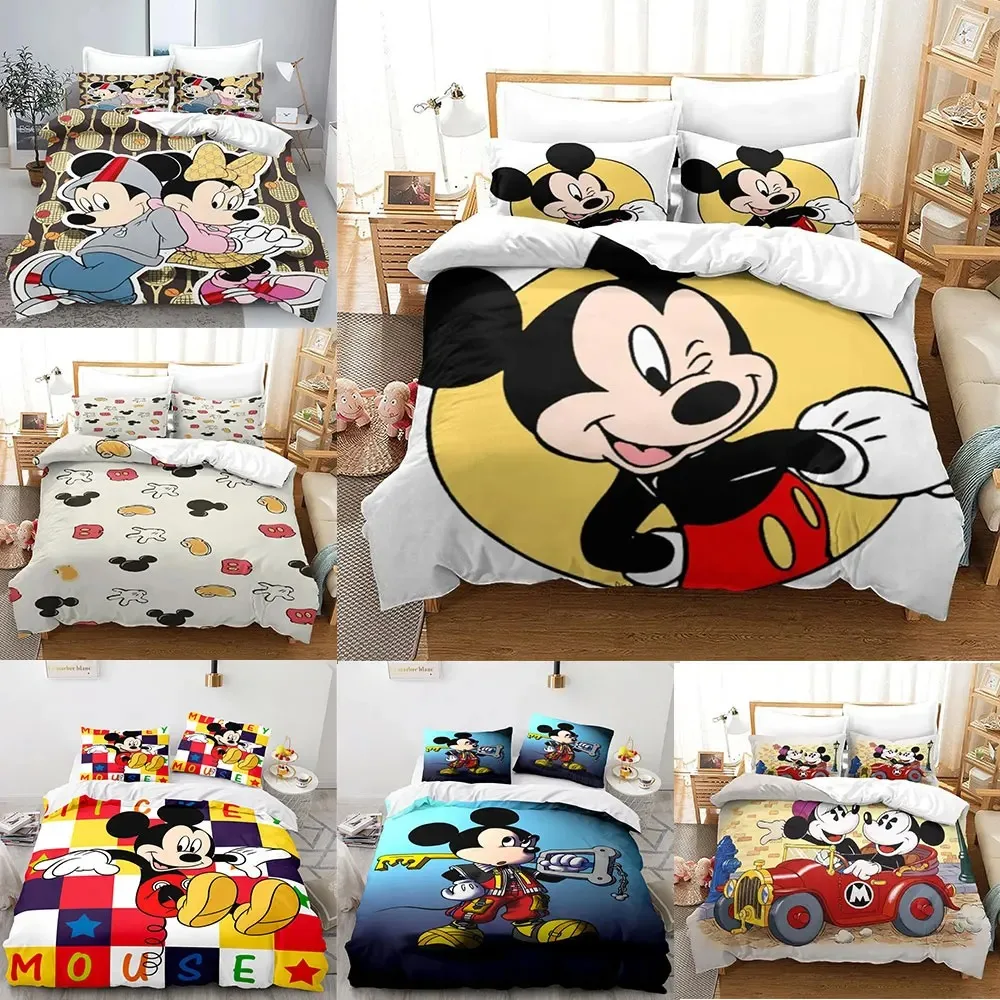 

Mickey And Minnie Mouse Comforter Bedding Sets Bed Cover Duvet Cover Pillow Case 2-3 Pieces Sets Kids Adult Size