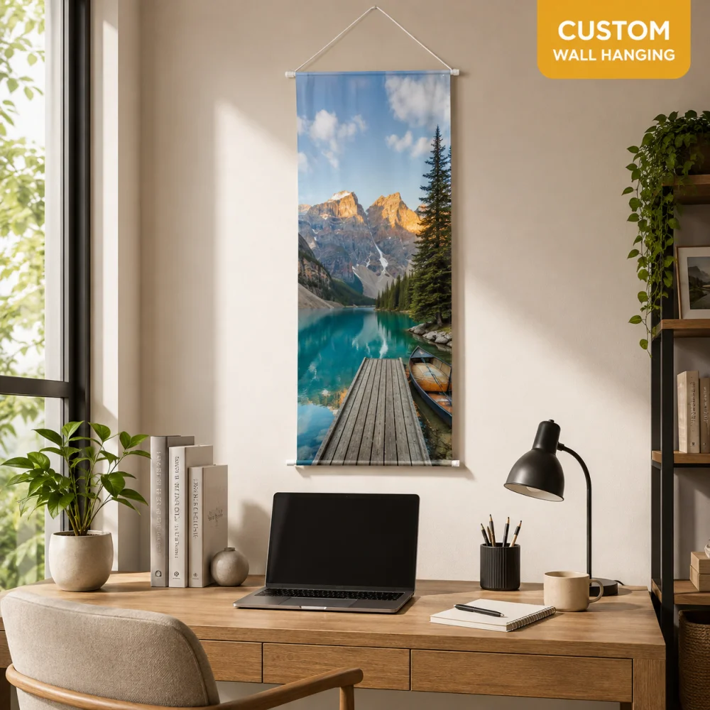 1Pc Custom Photo Hanging Banner Personalized Picture Wall Flag Double Rod Tapestry Home Living Room Decor, Exclusive Gift