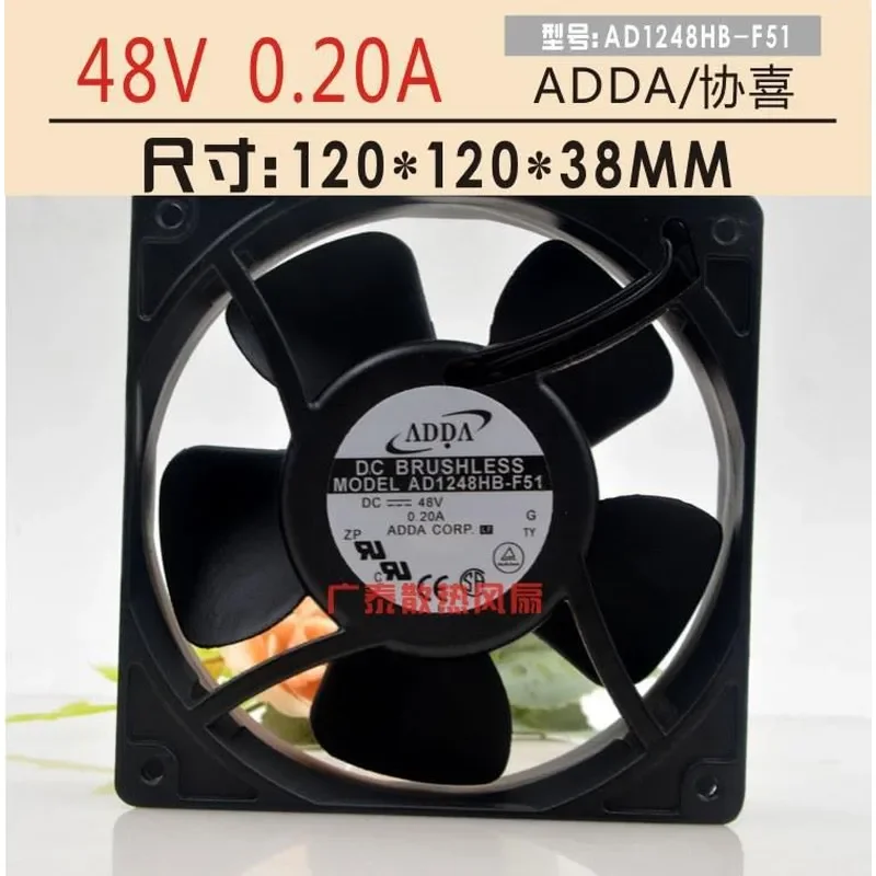 for Xiexi ADDA 12038 48V 0.2A AD1248HB-F51 F52 Industrial Control Variable Frequency Cooling Fan 12cm