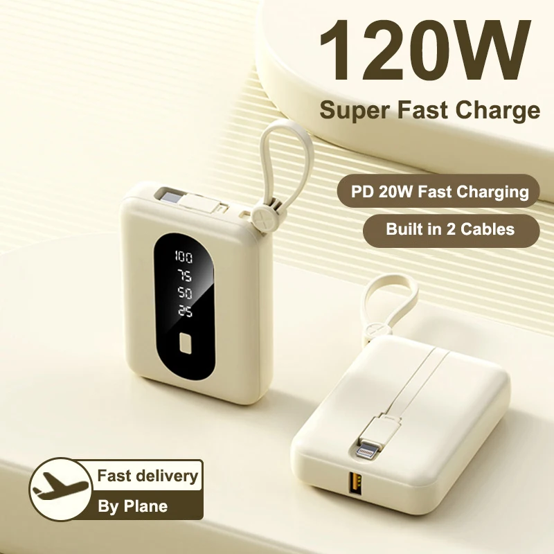 

Mini Power Bank 20000mAh 120W Super Fast Charging Portable Charger Powerbank for iPhone Samsung Huawei Xiaomi External Battery