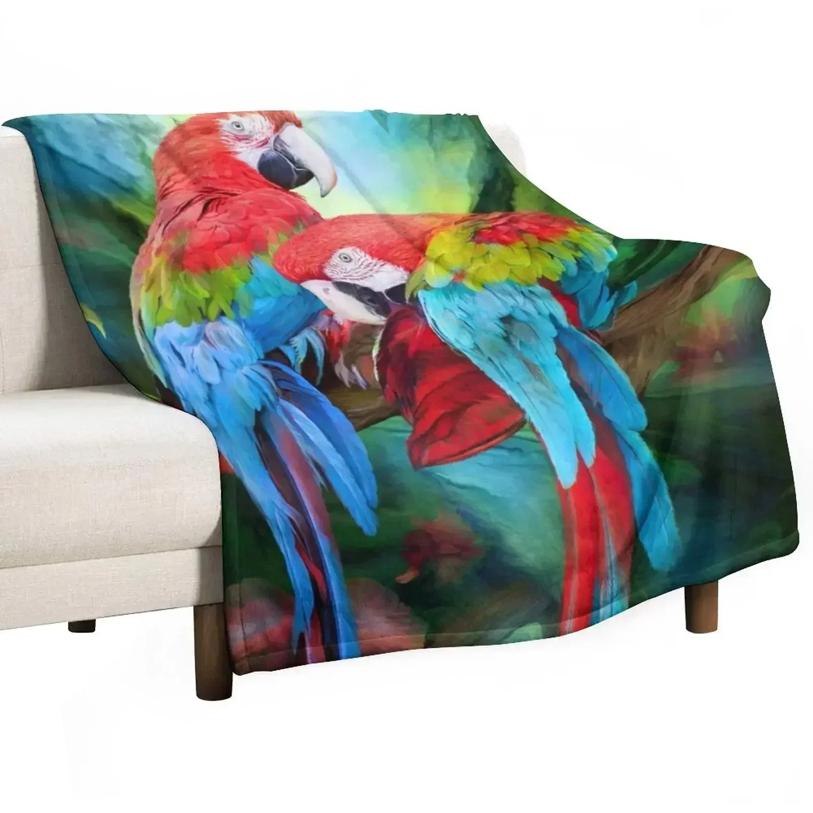 Tropic Spirits - Macaws Throw Blanket Cute Bed covers Blankets For Bed Decorative Sofa Soft Big Thin Blankets