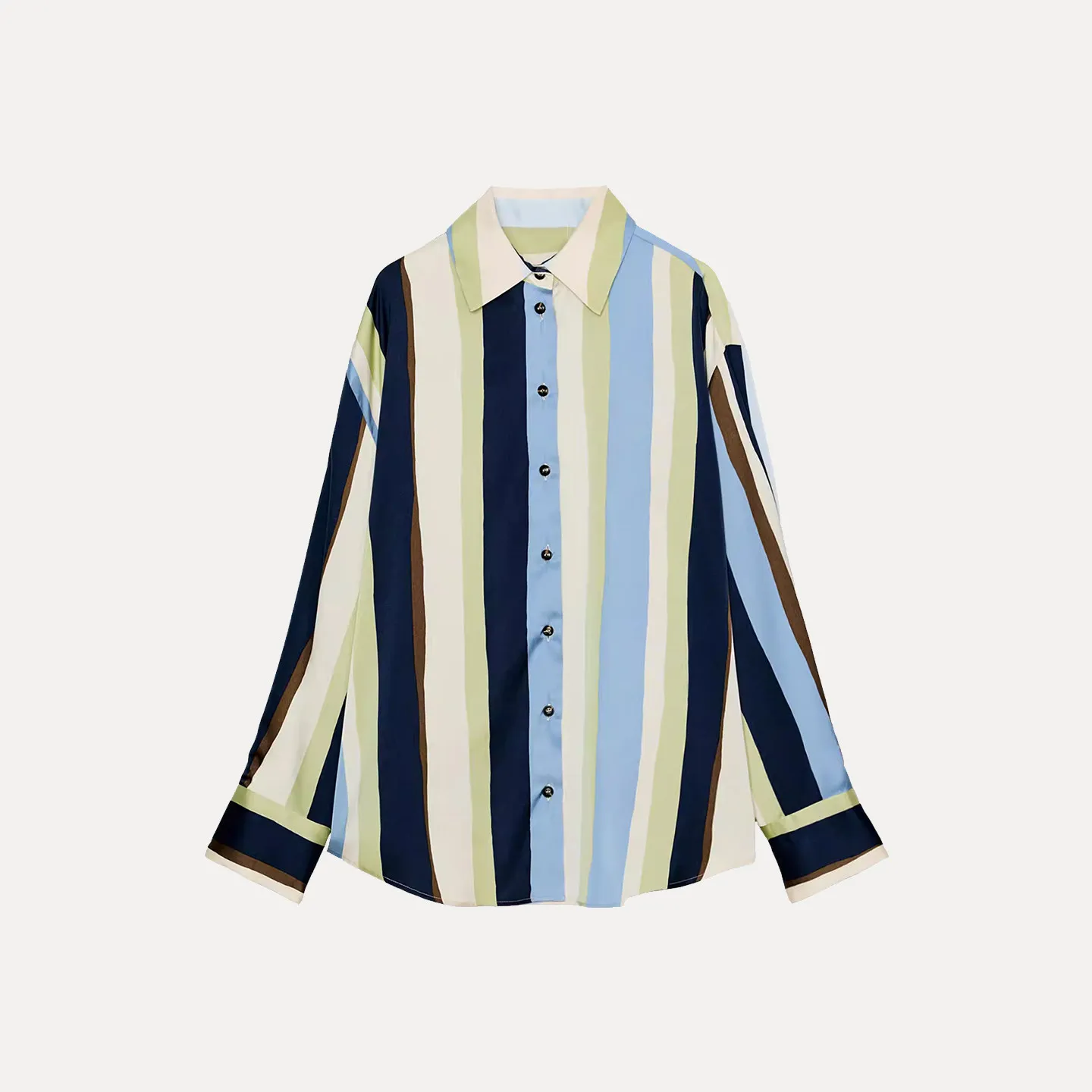 

Faionable Striped Long Sve irt Women's Casual Sle Spring 2026 Versatile Collared Top Ele Trendy Z Brand