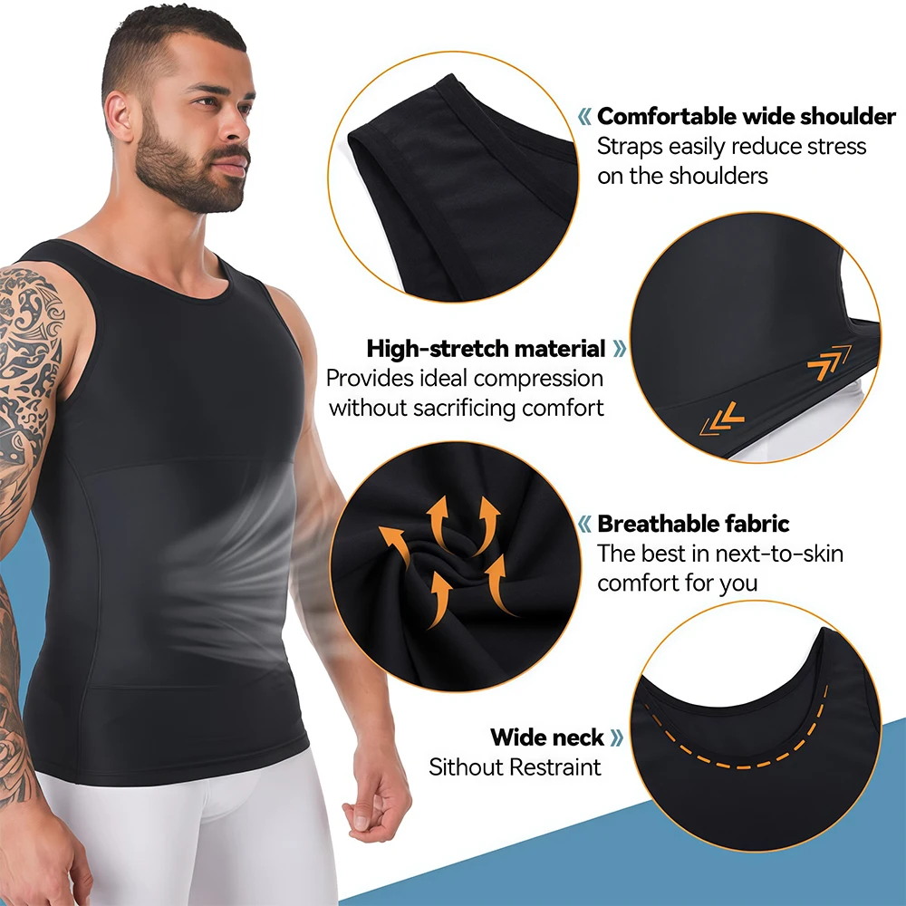 1Pcs Slimming Body Shaper Tank Top for Men Compression Sleeveless Vest, Abs Abdomen & Chest Control Workout Daily Shapewear