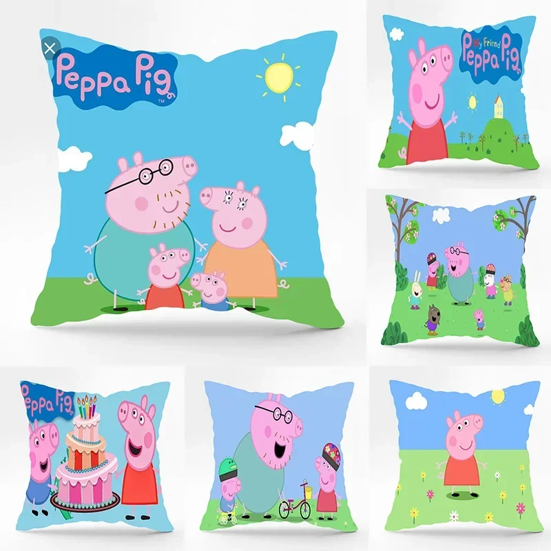 Peppa خنزير الكرتون صفحة جورج الأسرة لطيف طباعة أريكة المنزل رمي وسادة وسادة السيارة رمي غطاء وسادة 45x45 سنتيمتر هدية عيد ميلاد