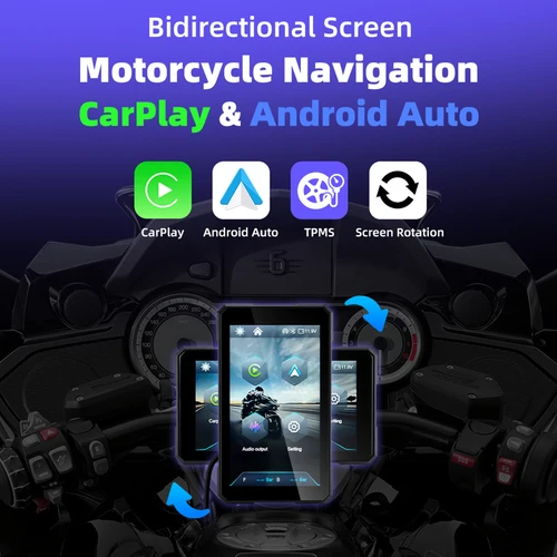 Imagen 2 del producto EKIY 5,0 pulgadas inalámbrico CarPlay Moto Android Auto portátil Digital motocicleta salpicadero navegación GPS pantalla extraíble