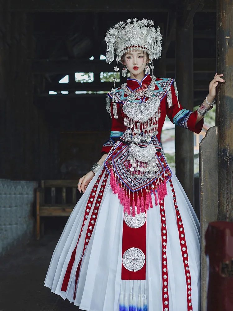 High Quality |Miao Clothing Female Ethnic New Women Dress Tujia Minority Style Wedding Clothes May Photography