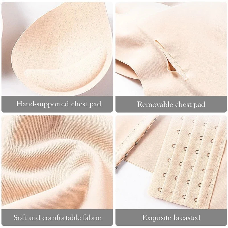 Women 3-in-1 Body Shapewear Posture Corrector Underwear Tummy Control Back Support Push Up Bra Shaper Vest Slim Tank Top Corset