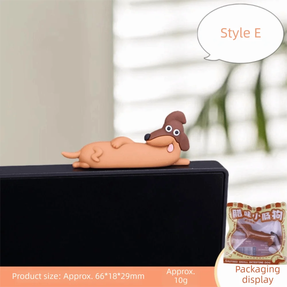 Cartoon Design Dog Figurines Mascots Crafts Silicone Computer Monitor Decors Home Decoration Statues Dachshund Ornament