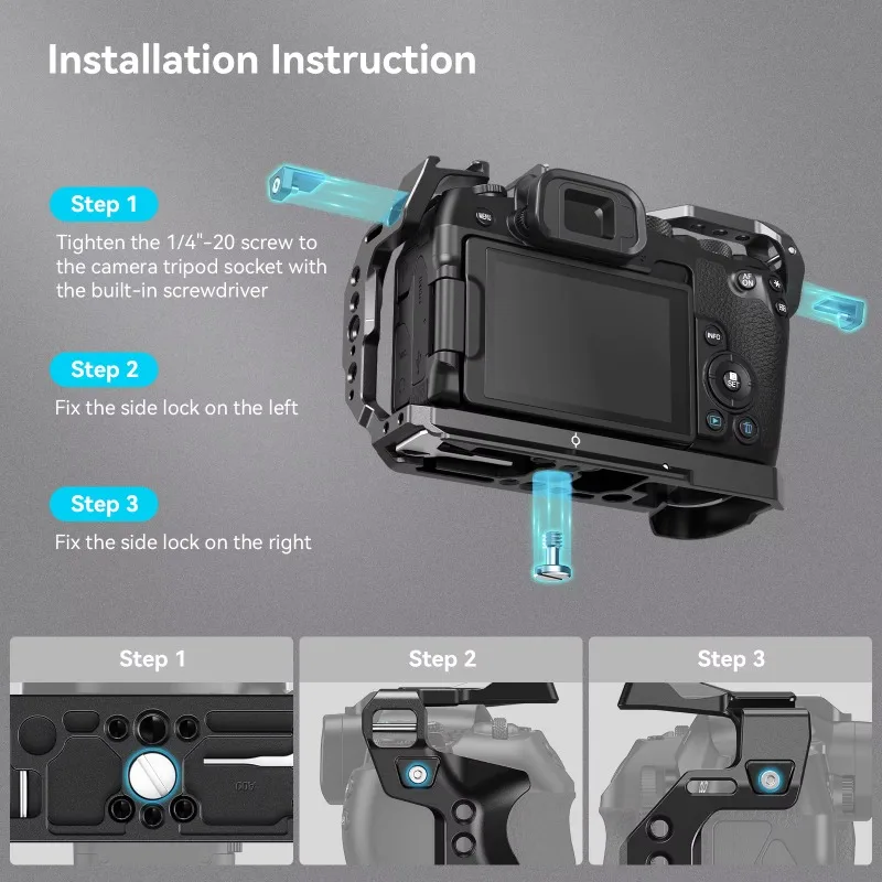 SmallRig 4212 Camera Cage for Canon EOS R8 Arca-Swiss Quick Release Plate Fit DJI Gimbal Tripod 1/4