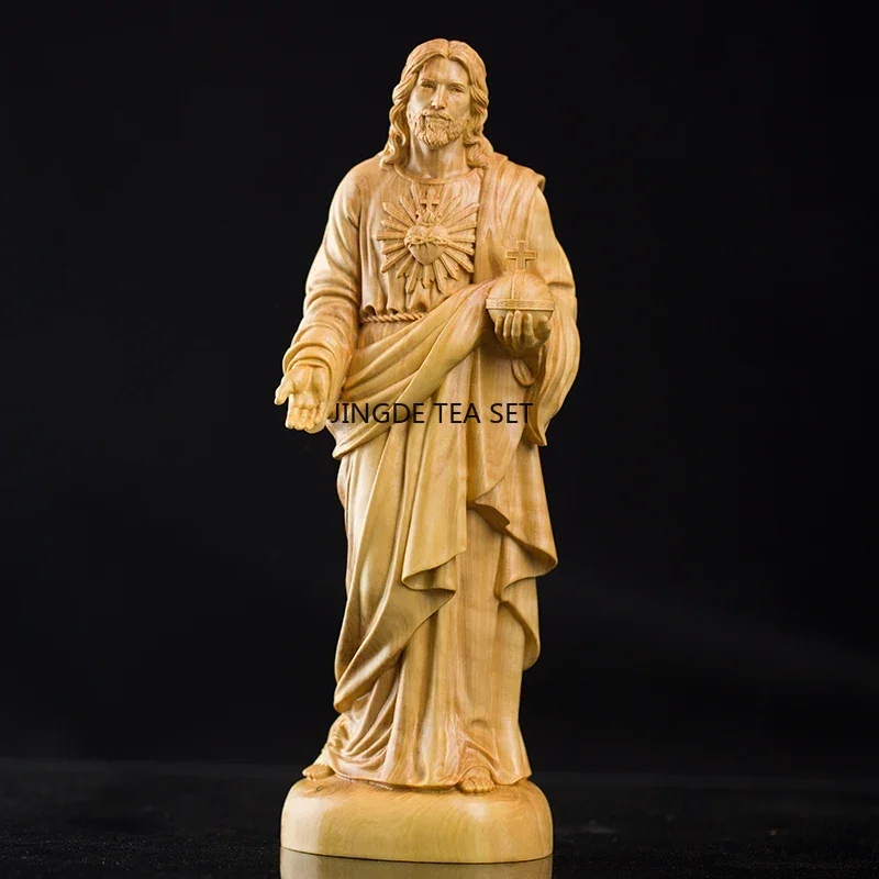 

20,5 см католическая резьба по дереву, статуя Иисуса, ручная резьба, украшения для дома, гостиной, украшения