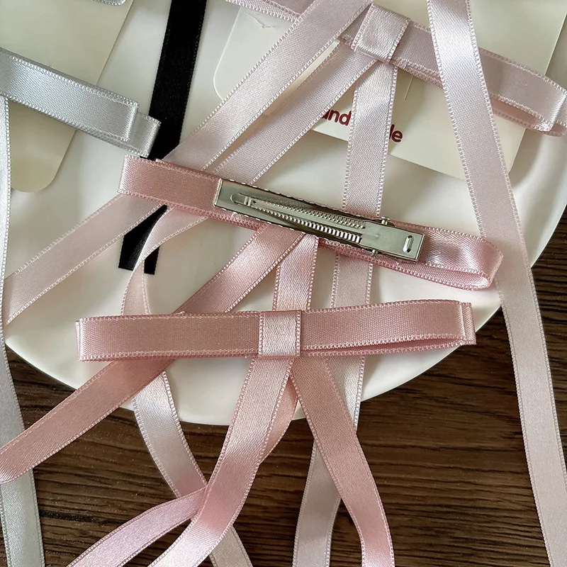 

Large Alligator Hair Clips for Girls Cute Solid Color Ribbon Bow Side Hair Clips for Braiding