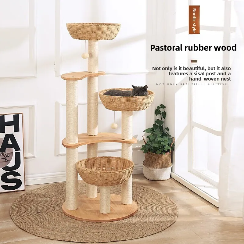 

Modern All-Season Cat House Space Design with Sisal Toy Integrated Climbing Frame Cat Tree Home Cat Shelf