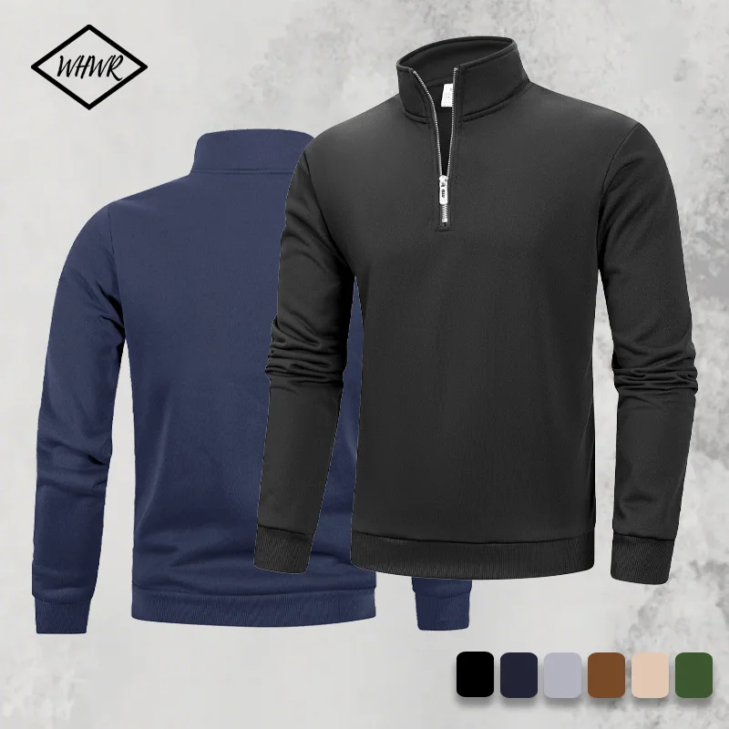 

Autumn Men's Turtleneck Streetwear Half Zipper Sweatshirts Winter Long Sleeve Solid Color Pullover Men's Warm Sweater Tops