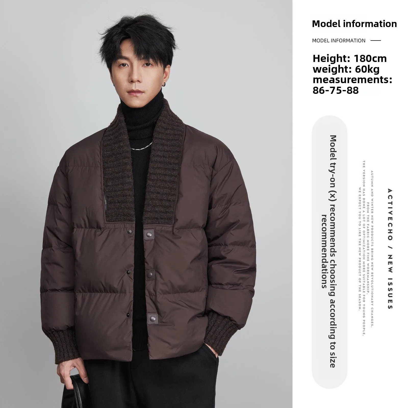 

Youthful Winter White Du down Jaet Men's V-Ne Warm Lightweight ort Bread Sle Polyester Fiber Casual Outerwear