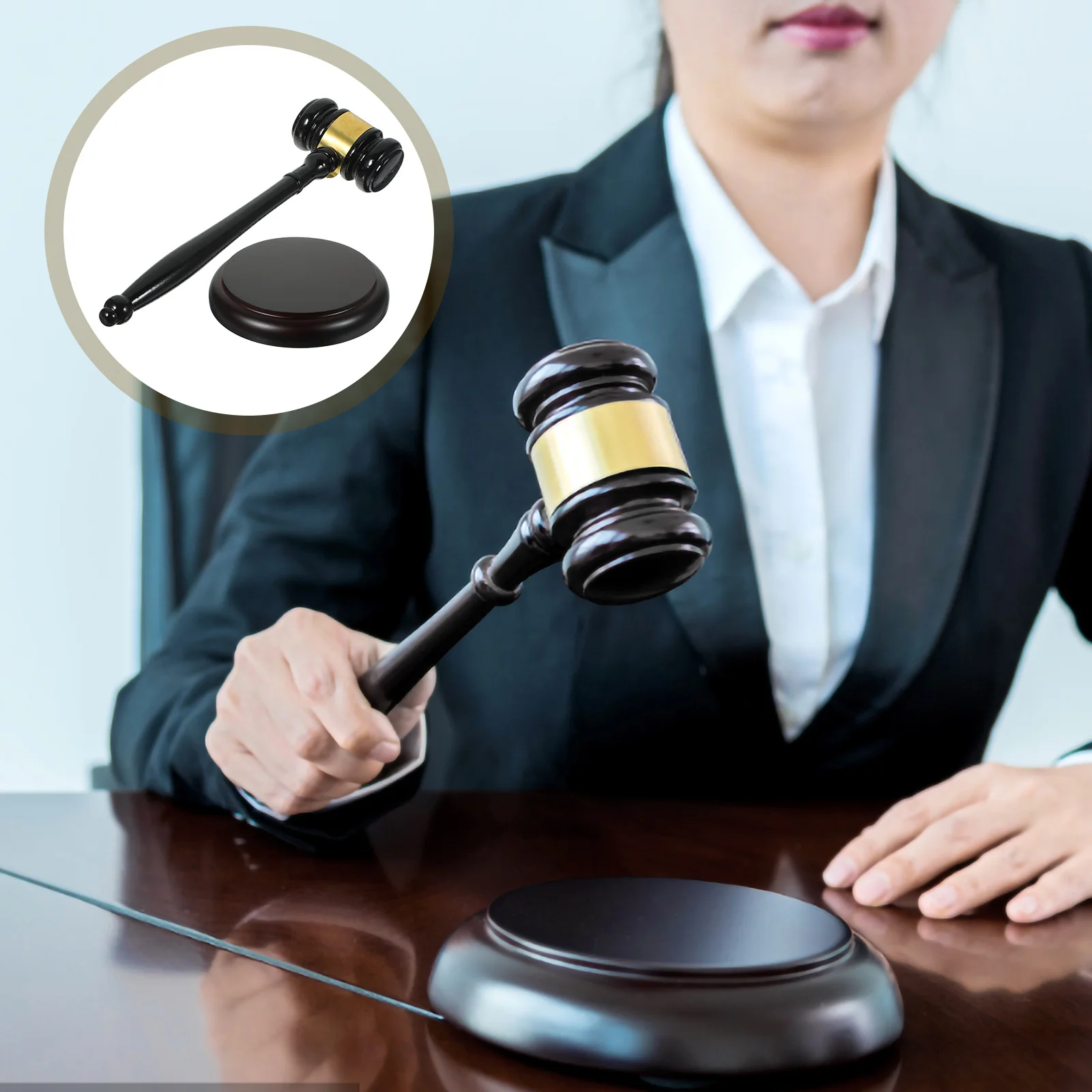

1Set Auction Hammer Wooden Gavel for Judge Lawyer Court Room Use Solid Wood Auction Sale Hammer Portable Compact Design Clear