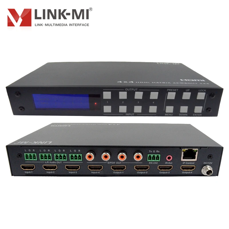 4x4 HDMI Matrix 4K@60Hz 18Gbps HDR10/Dolby Vision - HDCP2.2, RS232/IP Control, Audio Extraction, EDID Management