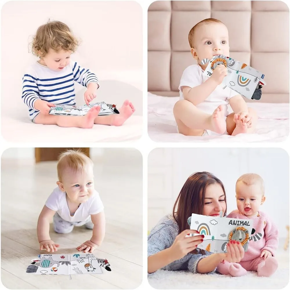 Baby Doek Boek 3d Soft Touch Vroeg Leren Kinderwagen Speelgoed Voor Baby Peuter Montessori Voelen Hoog Contrast Zintuiglijk 0-12 Maand