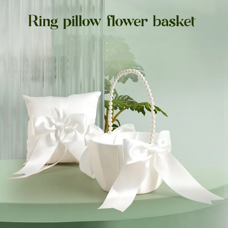 

Flower Girl Basket and Ring Bearer Pillow Wedding Day Supplies Elegant Accessory Bridal Shower Gift Proposal Party