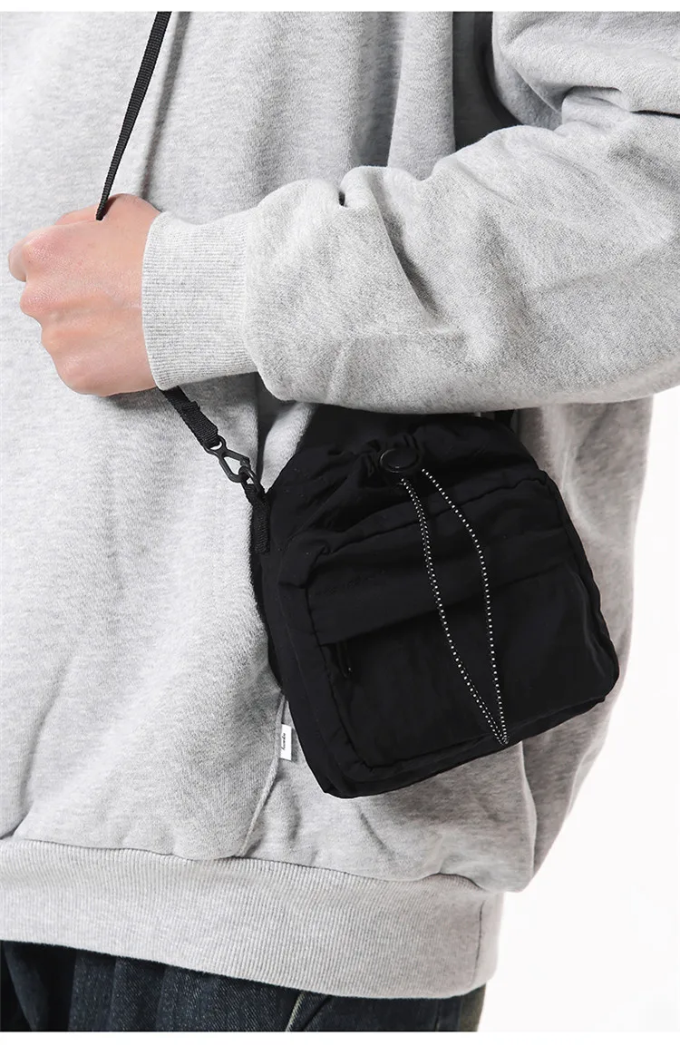 Unisex Nylon Crossbody Phone Pouch Bag Mini Drawstring Sling Bag Lightweight Sports Neck Wallet Travel Casual Shoulder Bag