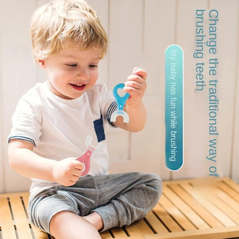 Baby Toothbrush Children 360 Degree U-shaped Child Toothbrush Teethers Baby Brush Silicone Kids Teeth Oral Care Cleaning