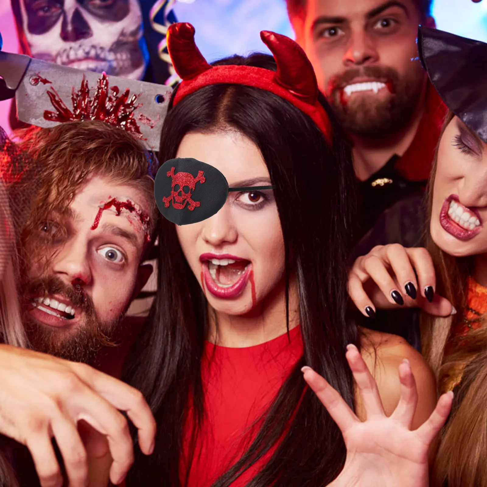 1set Pirate Headband Skull Eye Mask Set Red Halloween Party Accessories Cosplay Props Pirate Costume Set For Kids Adults Dress