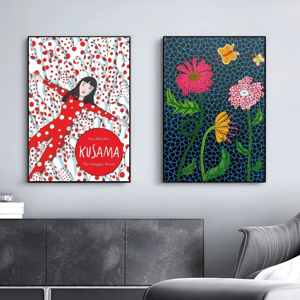 1 szt. Dyni Yayoi Kusama plakat kwiatowy dobrej jakości nadruki w stylu Vintage dom Bar wystrój kawiarni sztuka estetyczna malowanie ścian