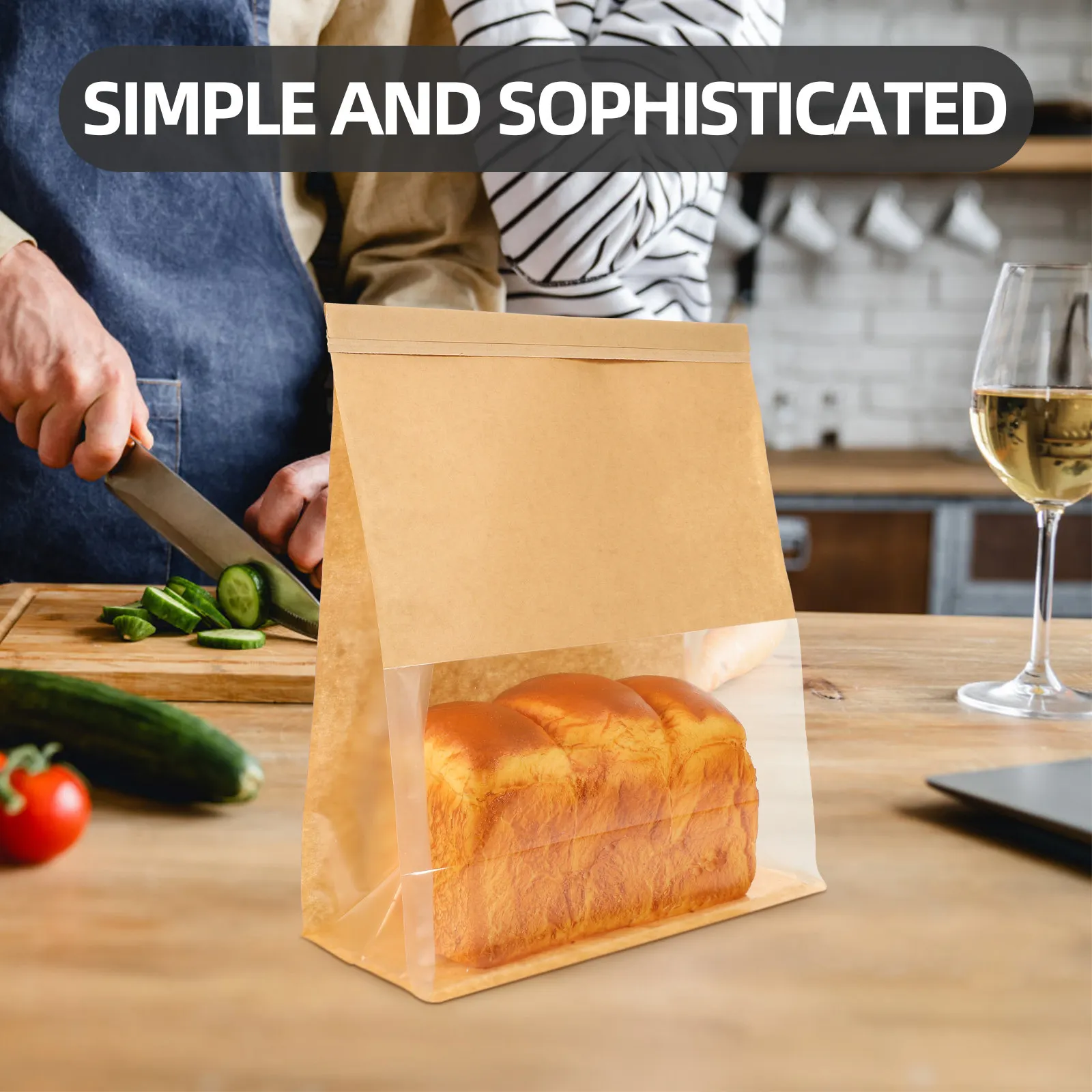 50Pcs Toast Packaging Pouches Large Capacity Cookie Bags for Homemade Cookies Pastry Bread French Fries Popcorn Baking Paper