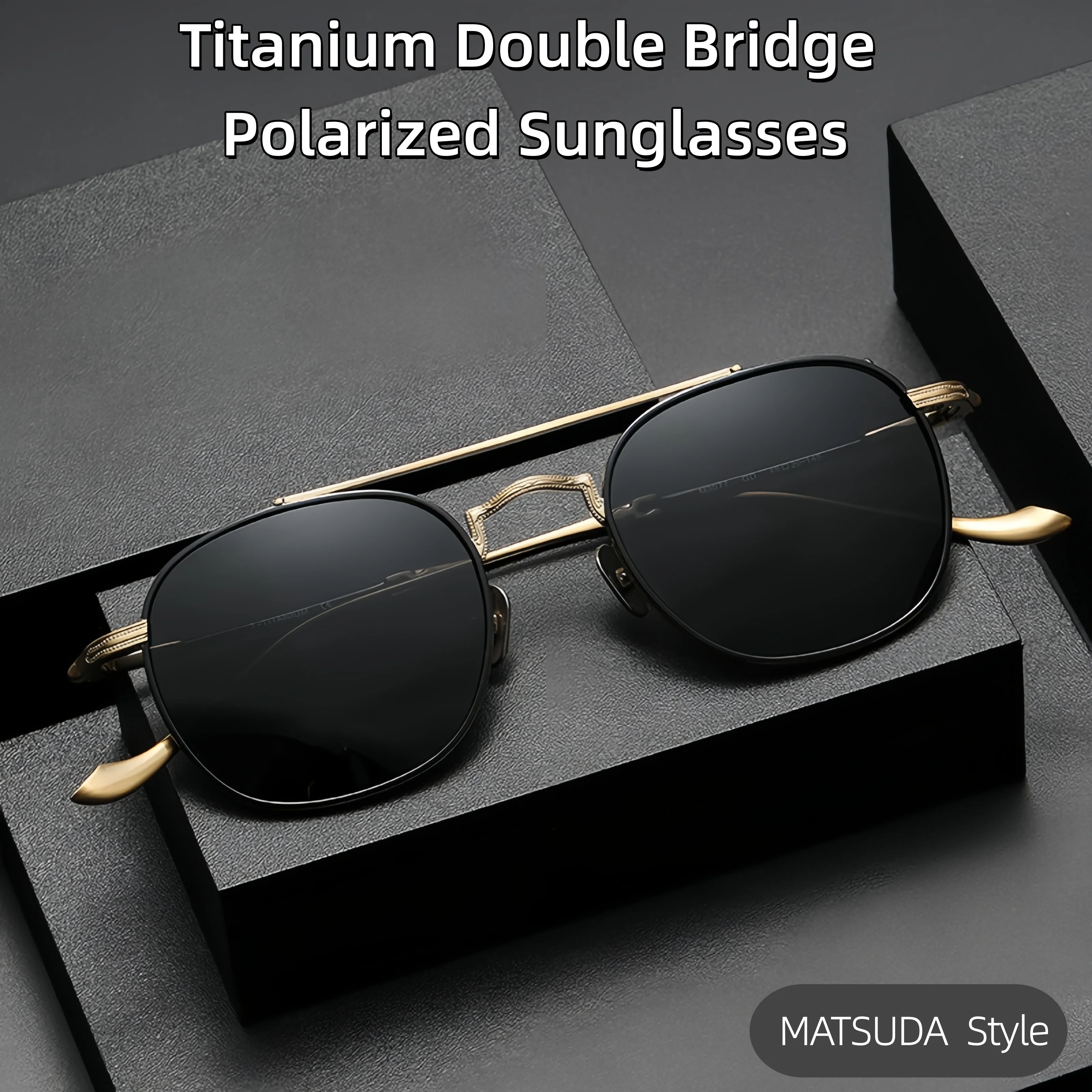 

M30 Series MATSUDA Design Titanium Polarized Sunglasses Luxury Pilot Double Bridge Oversized Frame Vintage Sun Glasses Men Wome