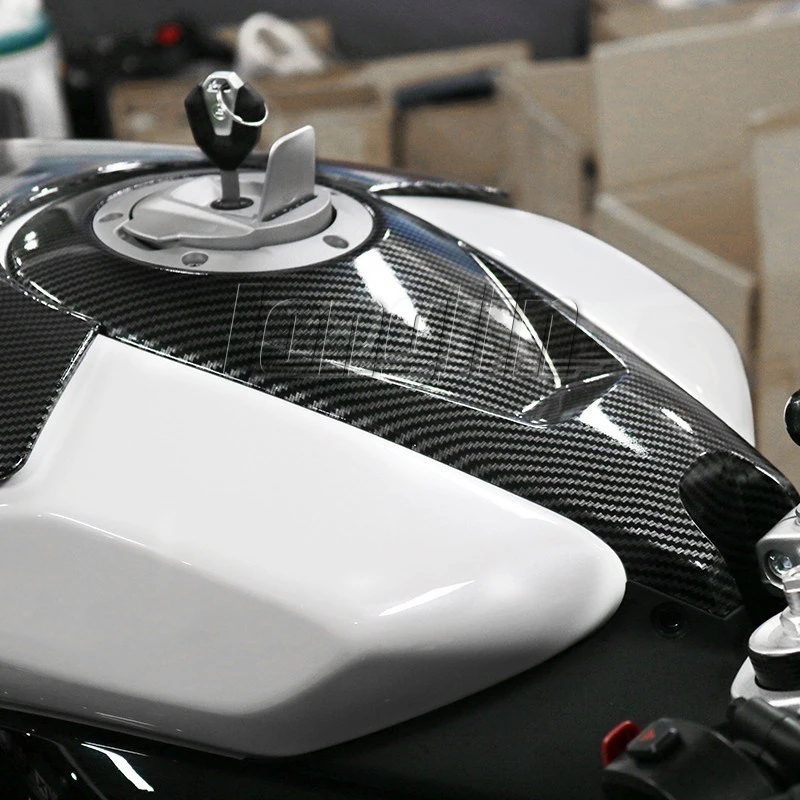 For CFMOTO 675SRR CF 675 SR 675srr Motorcycle Fuel Tank Upper Guard Cover Carbon Fiber Texture Fuel Tank and Switch Cover