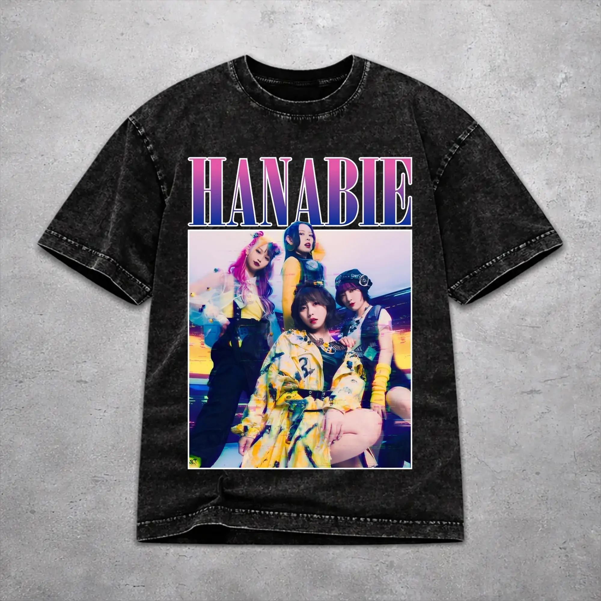 Vintage Women Men Hanabie Band  Tee Shirt Washed Style  T Shirts Clothes