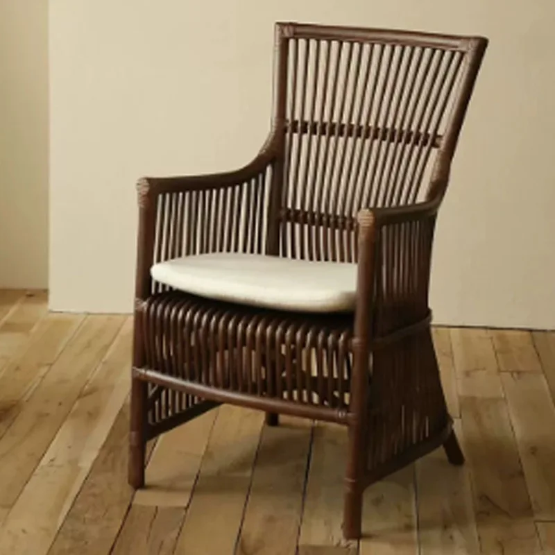 Southeast Asian vintage rattan woven chair, natural Indonesian genuine rattan woven home leisure chair