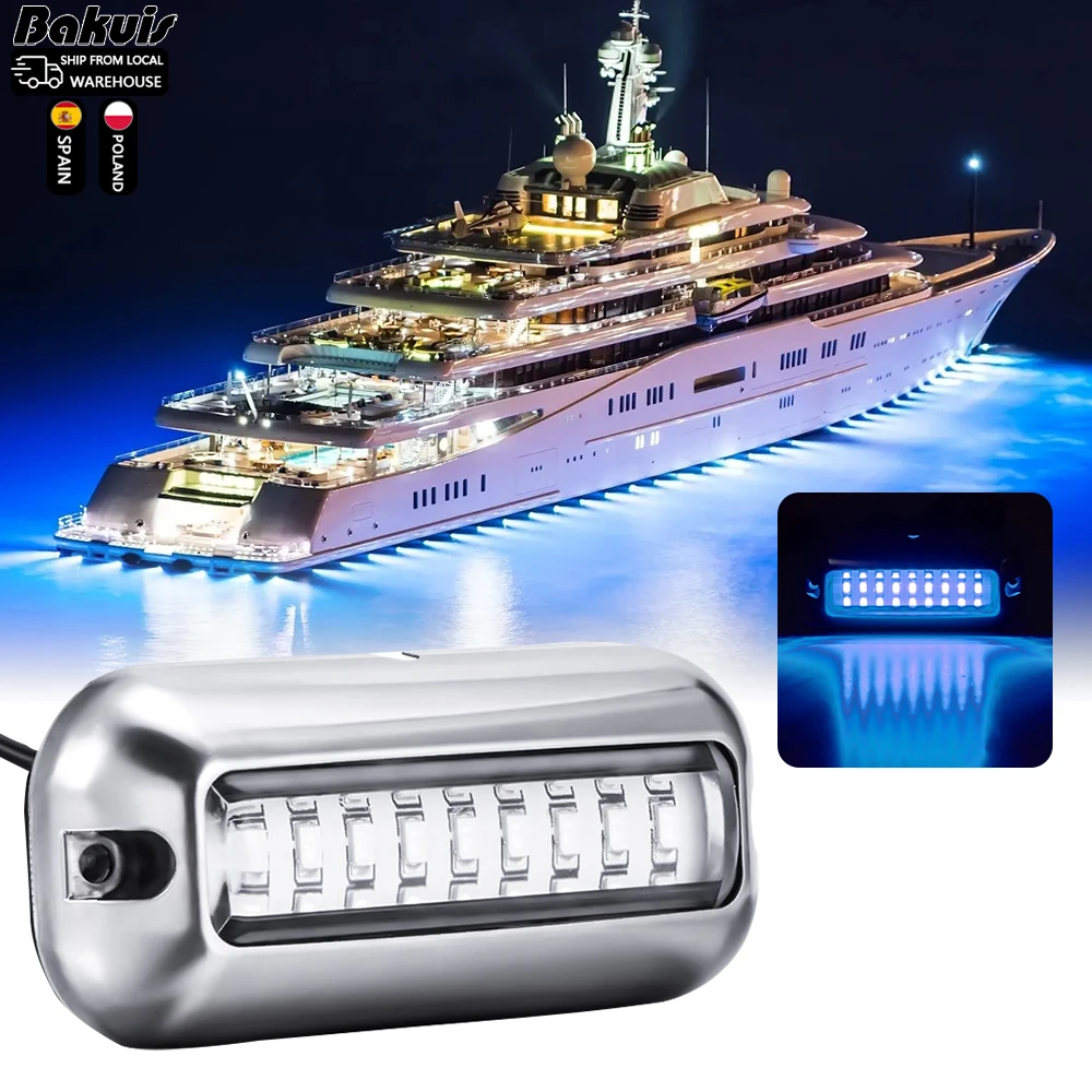 

12V 27 LEDs Boat Light Universal Stainless Steel Waterproof Boat Underwater Pontoon Transom Lamp Yacht Cabin Deck Tail Light