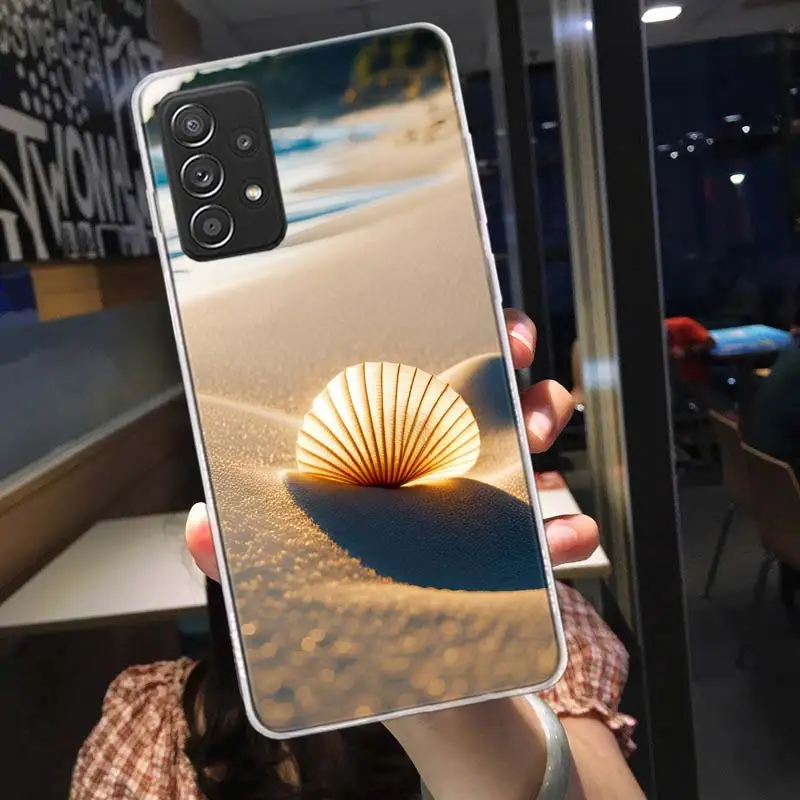 Glänzende Muscheln, die die Sand-Telefon hülle für Samsung A14 A24 A34 A54 Galaxie A20S A30 A40 A50S A70S A71 A51 A41 A31 A21s A10s