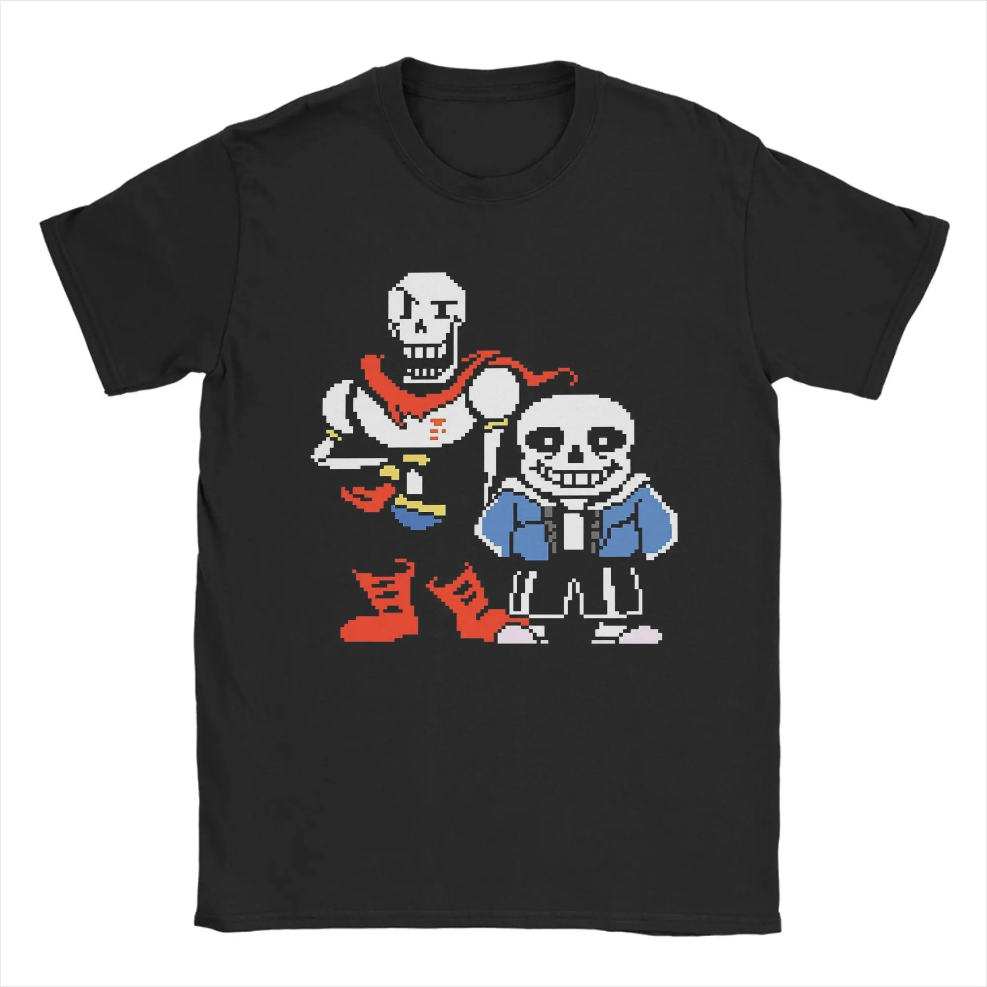 

Undertale Sans and Papyrus Men's T Shirts Vintage Tee Shirt Short Sleeve Crew Neck T-Shirts Pure Cotton Clothing