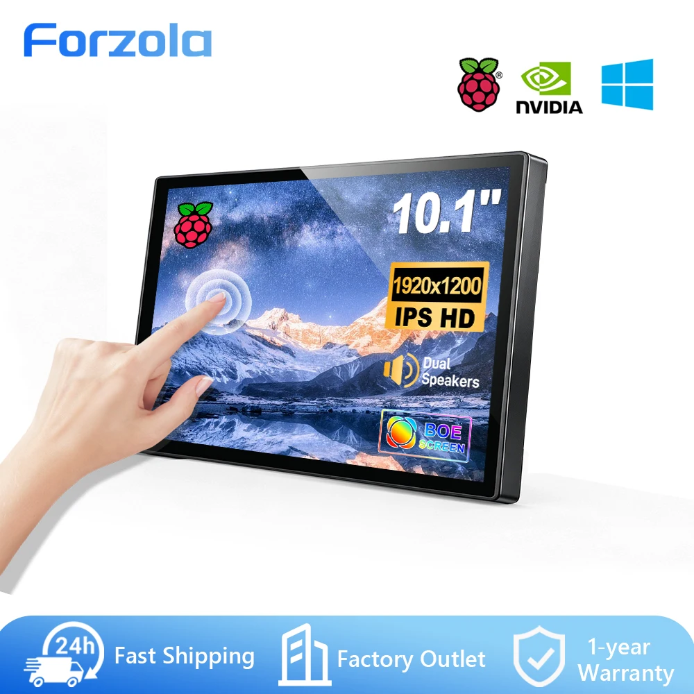 FORZOLA 1920x1200 10.1 inch Touchscreen Monitor Raspberry Pi Screen with Case IPS FHD Display For Raspberry Pi 5/4/3/Zero Win