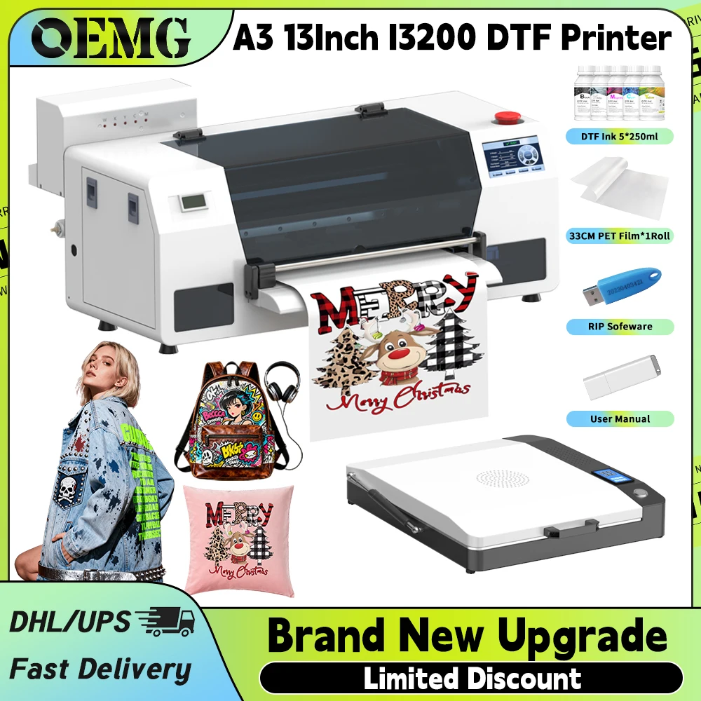 

OEMG I3 A3 DTF Printer for EPSON I3200 Printhead Direct Transfer Film T-shirt Printing Machine for All Fabric Textile Impresora